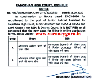 Rajasthan HighCourt LDC Clerk Recruitment 2020